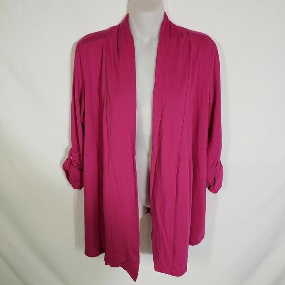 L.L. Bean Womens Small Petite Open Front Cardigan Pink 48% Supima Cotton Spandex - Picture 4 of 11